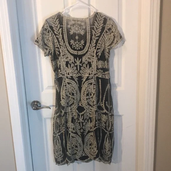 Cato Ladies Size S two piece black with beige lace top dress - Picture 2 of 4